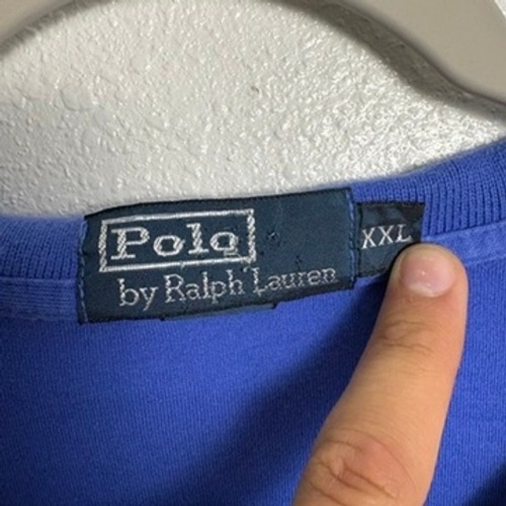 Polo Ralph Lauren Mens XXL Blue Short Sleeve Polo Shirt Orange Pony Logo - Picture 4 of 7